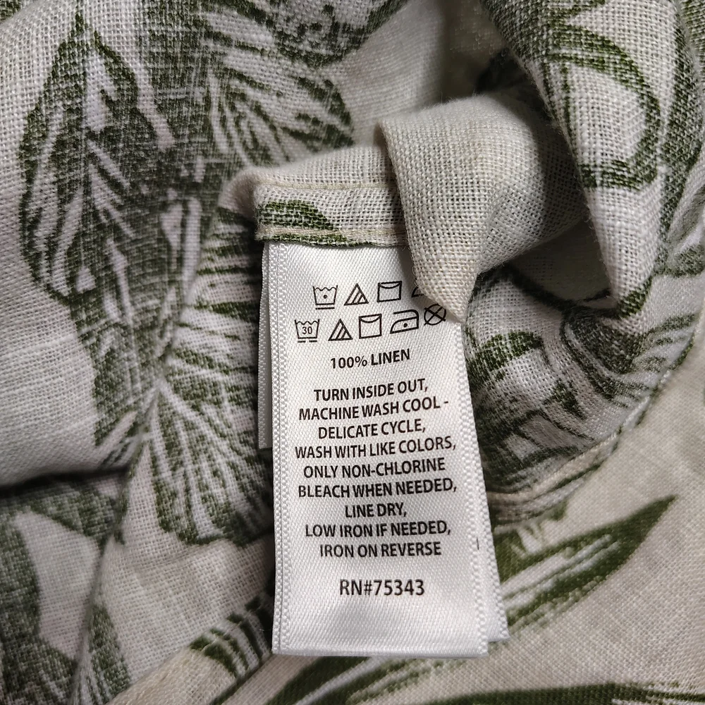 C & C California Shirt Linen Hawiian Tropical Button Front Vintage Men's XL